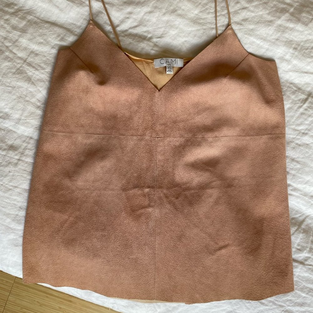 CAMI NYC Pink Suede + Silk Tank